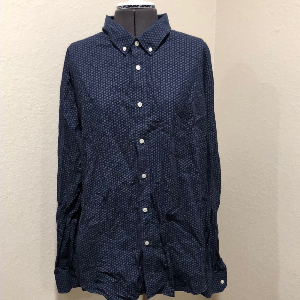 Goodfellow &Co Men's Navy Blue Patterned Shirt